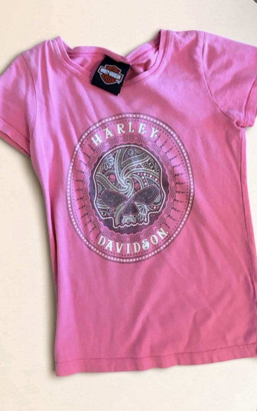 Vintage Harley-Davidson Girls T-Shirt Skull Rhinestone Biker no tag fit 5T